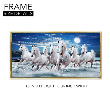 7 Horses Vastu Canvas Paintings Framed For Living Room